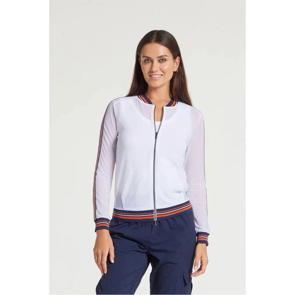 NWT Anatomie Sheer Zip Track Jacket White Size Small